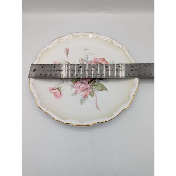 Vintage Royal Kent 8" Fine Bone China Plate Pink Peony Flower 24KG Trim England - Picture 6 of 8